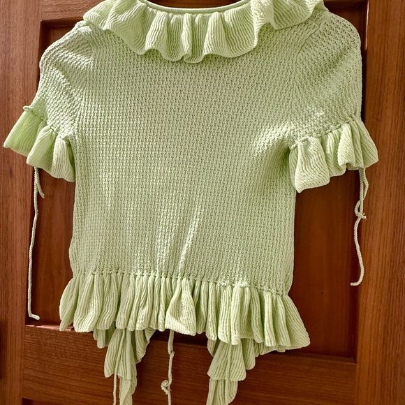 Guizio Ruffle Knit Tie Top - Picture 3 of 4